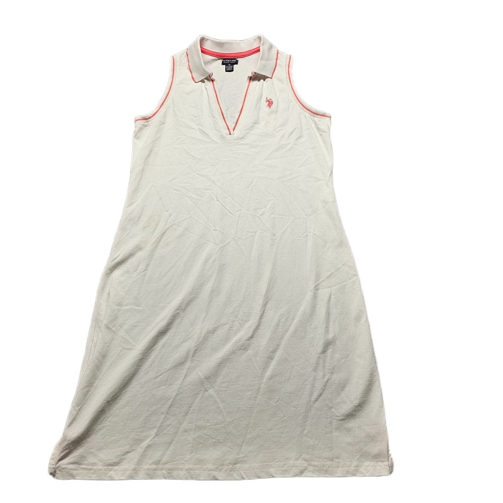 U.S. Polo Assn. Polo Dress Womens M White Sleeveless Collared Stretch Pullover
